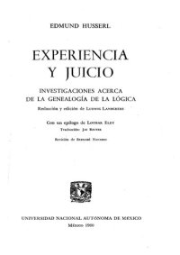 cover of the book Experiencia y juicio : investigación acerca de la genealogía de la lógica