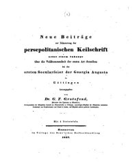 cover of the book Neue Beiträge zur Erläuterung der persepolitanischen Keilschrift nebst einem Anhange