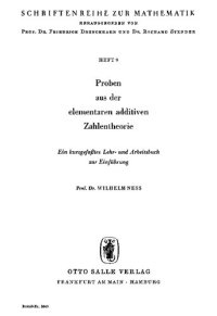 cover of the book Proben aus der elementaren additiven Zahlentheorie