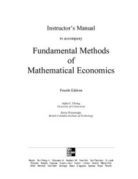 cover of the book Instructor’s Manual for Fundamental Methods of Mathematical Economics