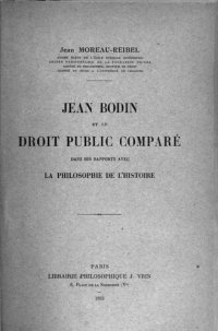 cover of the book Jean Bodin et le droit public comparé dans ses rapports avec la philosophie de l'histoire