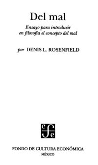 cover of the book Del mal : ensayo para INTRODUCIR en filosofa̕ el concepto del mal