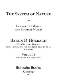 cover of the book The System of Nature OR Laws of the Moral and Physical World [2 Volumes]