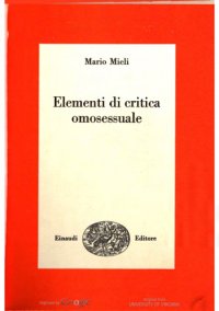 cover of the book Elementi di critica omosessuale