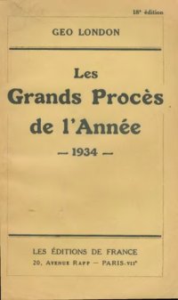 cover of the book Les grands procès de l'année 1934