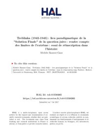 cover of the book Treblinka (1942-1943) : lieu paradigmatique de la ”Solution Finale” de la question juive : rendre compte des limites de l’extrême : essai de réinscription dans l’histoire