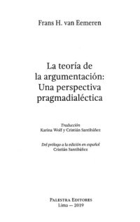 cover of the book La teoría de la argumentación: una perspectiva pragmadialéctica