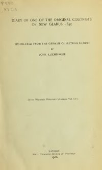 cover of the book Diary of one of the original colonists of New Glarus, 1845