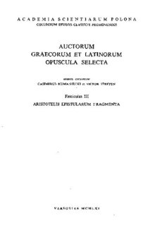 cover of the book Aristotelis Epistularum fragmenta cum testamento