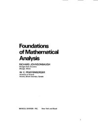 cover of the book Foundations of Mathematical Analysis (Pure & Applied Mathematics)