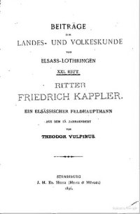 cover of the book Ritter Friedrich Kappler. Ein elsässischer Feldhauptmann aus dem 15. Jahrhundert