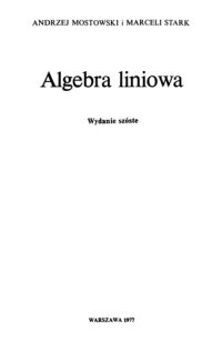 cover of the book Algebra Liniowa