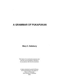 cover of the book A Grammar of Pukapukan