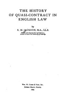 cover of the book The history of quasi-contract in English law