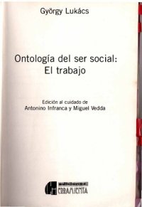 cover of the book Ontología del ser social. El trabajo