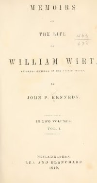 cover of the book Memoirs of the Life of William Wirt, Attorney General of the United States