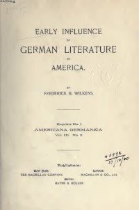 cover of the book Early Influence of German Literature in America