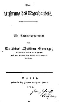 cover of the book Über den Ursprung des Negerhandels