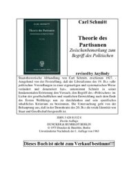 cover of the book Carl Schmitt - Theorie des Partisanen