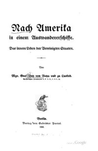 cover of the book Nach Amerika in einem Auswandererschiffe. Das innere Leben der Vereinigten Staaten