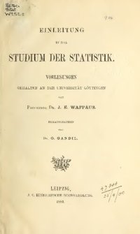 cover of the book Einleitung in das Studium der Statistik. Vorlesungen gehalten an der Universität Göttingen