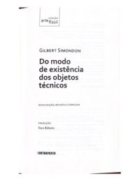 cover of the book Do modo de existência dos objetos técnicos