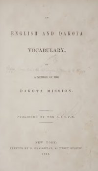 cover of the book An English and Dakota Vocabulary, by a member of the Dakota Mission