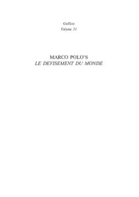 cover of the book Marco Polo’s Le Devisement du Monde: Narrative Voice, Language and Diversity