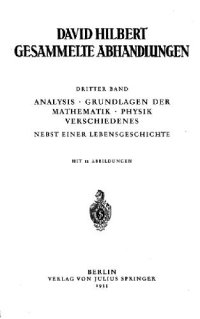 cover of the book Gesammelte Abhandlungen. Analysis. Grundlagen der Mathematik. Physik. Vershiedenes