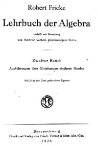 cover of the book Lehrbuch der Algebra