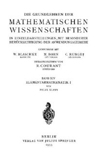 cover of the book Elementarmathematik vom hoeheren Standpunkte aus