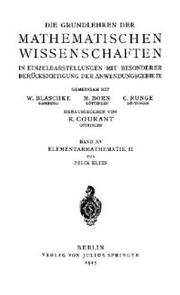 cover of the book Elementarmathematik vom hoeheren Standpunkte aus