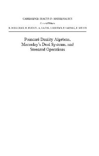 cover of the book Poincare duality algebras, Macaulay's dual systems, and Steenrod operations