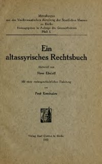 cover of the book Ein altassyrisches Rechtsbuch