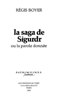 cover of the book La saga de Sigurdr ou la parole donnée