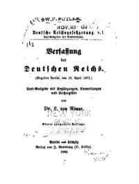 cover of the book Verfassung des Deutschen Reichs (Gegeben Berlin, 16. April 1871)