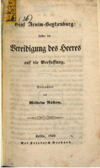 cover of the book Graf Arnim-Boytzenburg: Über die Vereidigung des Heeres auf die Verfassung