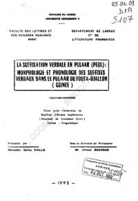 cover of the book La suffixation verbale en pulaar (peul): morphologie et phonologie des suffixes verbaux dans le pulaar du Fouta-Djallon (Guinee)