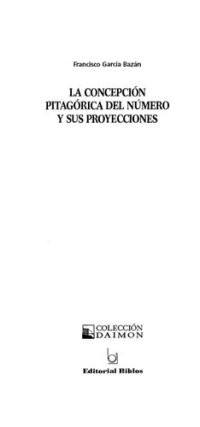 cover of the book La concepción pitagórica de número y sus proyecciones