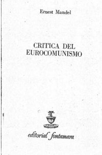 cover of the book Crítica del Eurocomunismo