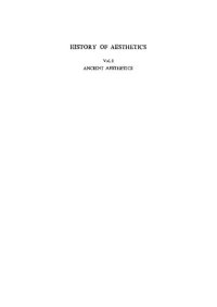 cover of the book History of Aesthetics, Volume 1: Ancient Aesthetics