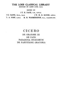 cover of the book De oratore book III, together with De fato, Paradoxa stoicorum, De partitione oratoria