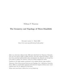 cover of the book The Geometry and Topology of Three-Manifolds