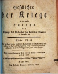 cover of the book Geschichte der Kriege in und ausser Europa, vom Anfange des Aufstandes der Brittischen Kolonien in Nordamerika an