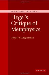 cover of the book Hegel's Critique of Metaphysics (Modern European Philosophy)