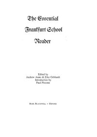 cover of the book The Essential Frankfurt School Reader