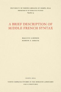 cover of the book A Brief Description of Middle French Syntax