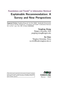 cover of the book Explainable Recommendation: A Survey and New Perspectives