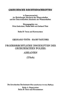 cover of the book Prozessrechtliche Inschriften der griechischen Poleis: Arkadien (IPArk)