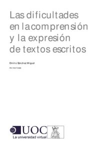 cover of the book Las dificultades en la comprensión y la expresión de textos escritos